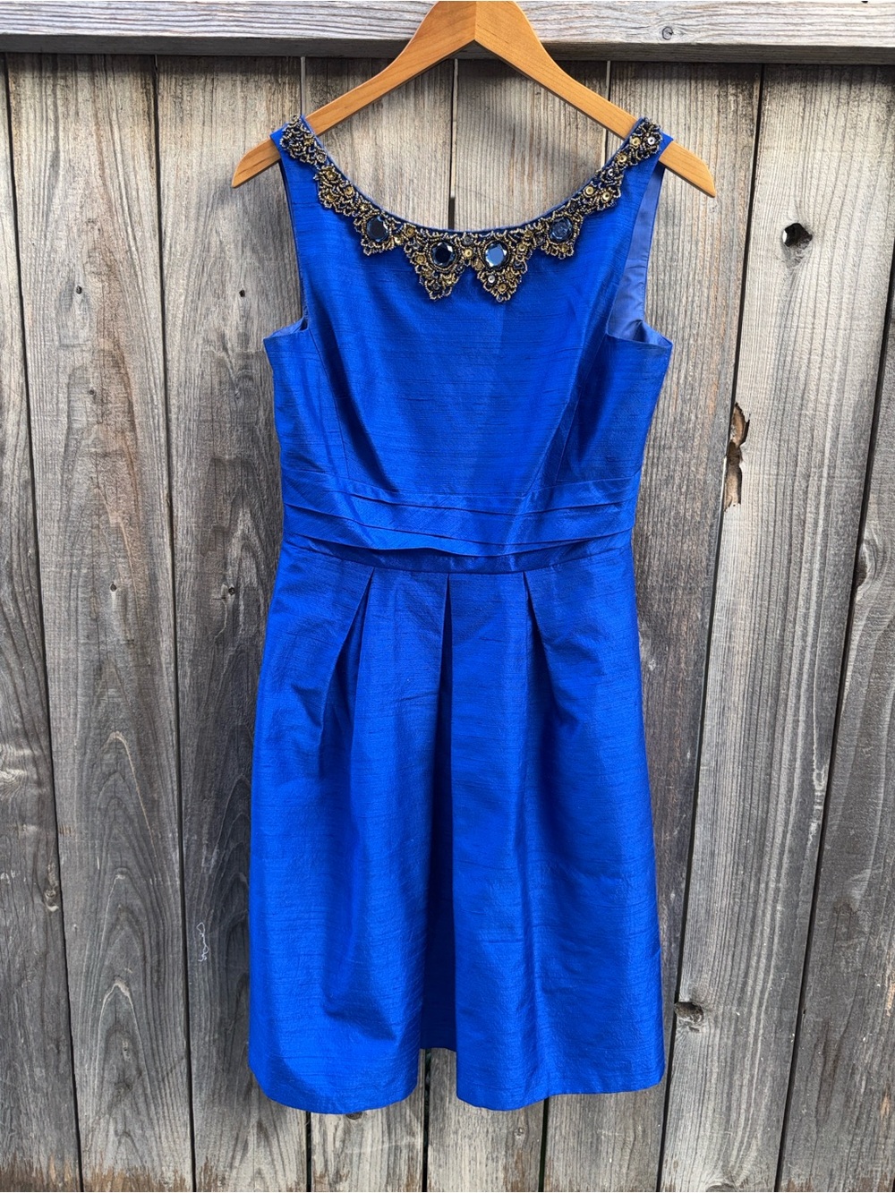Kay Unger Sleeveless Fit & Flare 100% Silk Taffeta Blue Formal Dress Size 6